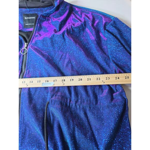 BLOOMCHIC Blue Purple Iridescent Sparkly NEW Zip Waist Cinch Jacket SZ 18-20 - Picture 7 of 10